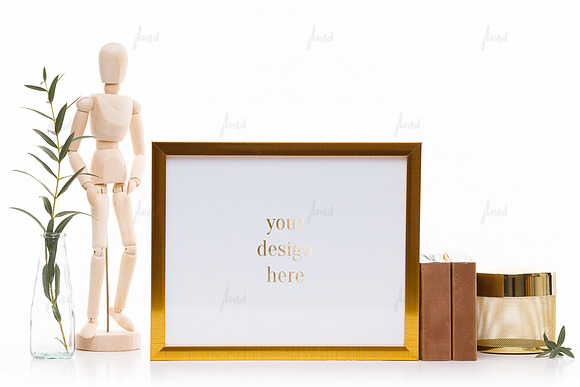 Gold styled frame isolated mockup in Print Mockups - product preview 1