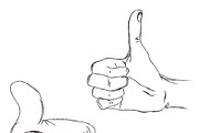 hands showing thumbs up, sketch