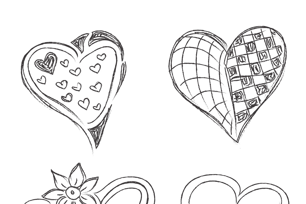 sketch, hearts, set, vector in Illustrations - product preview 8