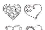 hearts, set, sketch