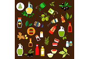 Vegetables and herbs flat icons