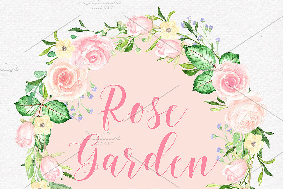 Watercolor rose garden
