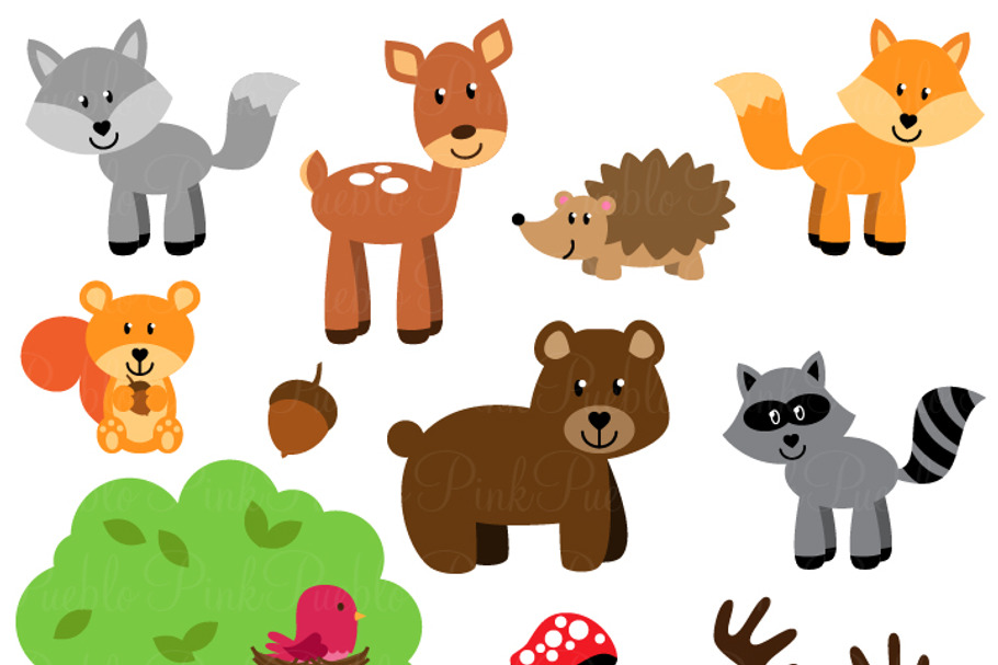 Forest Animals Vectors and Clipart in Illustrations - product preview 8