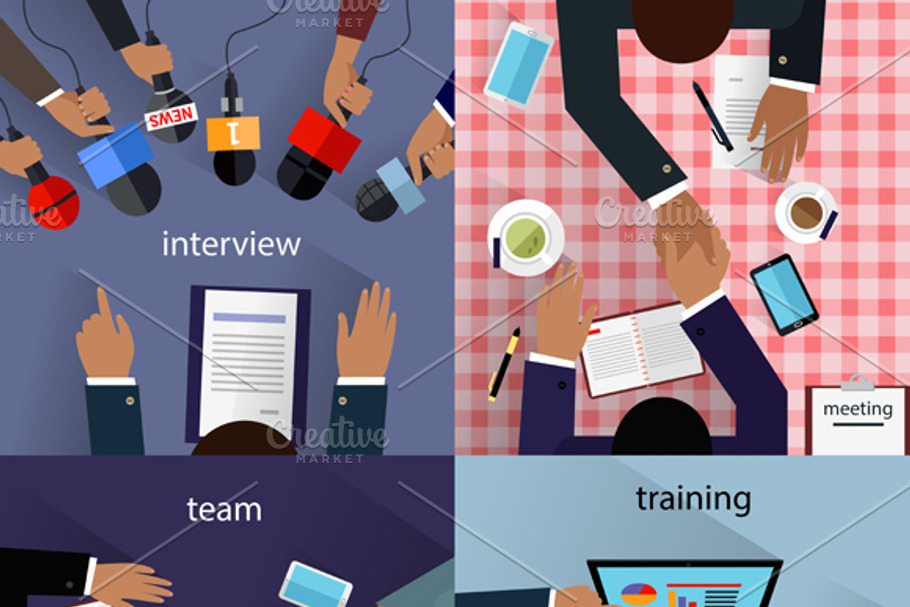 Interview and Meeting, Training Team in Illustrations - product preview 8