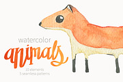 Cute watercolor animals set