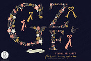 Floral letters, monogram, floral GZF