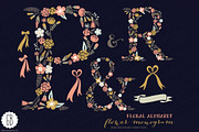 Floral letters, monogram, floral PR&