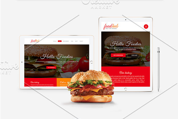 Foodhub - Responsive Restaurant PSD in Landing Page Templates - product preview 2