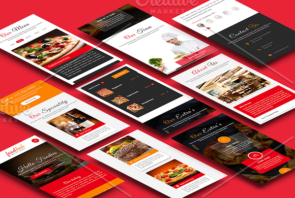 Foodhub - Responsive Restaurant PSD in Landing Page Templates - product preview 3