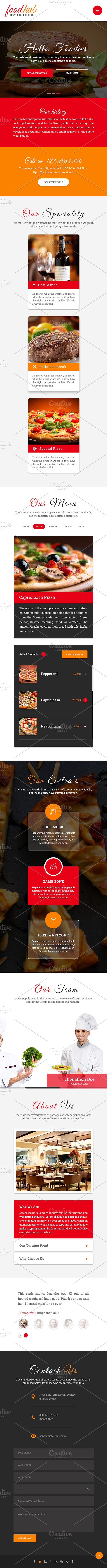 Foodhub - Responsive Restaurant PSD in Landing Page Templates - product preview 5
