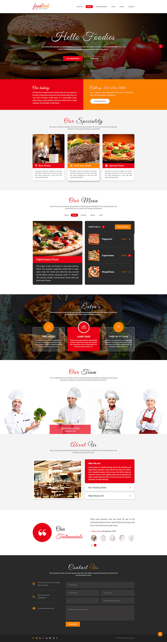 Foodhub - Responsive Restaurant PSD in Landing Page Templates - product preview 6