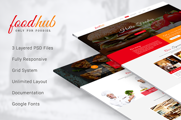 Foodhub - Responsive Restaurant PSD in Landing Page Templates - product preview 7
