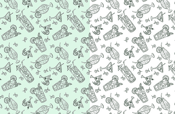 Doodle cocktail patterns and menu in Patterns - product preview 1