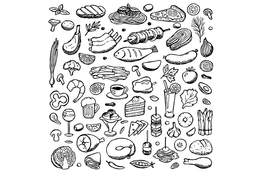 Food Set + Seamless Pattern  in Patterns - product preview 8