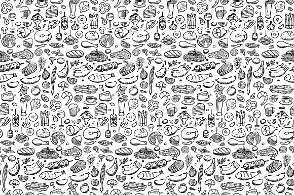Food Set + Seamless Pattern  in Patterns - product preview 1
