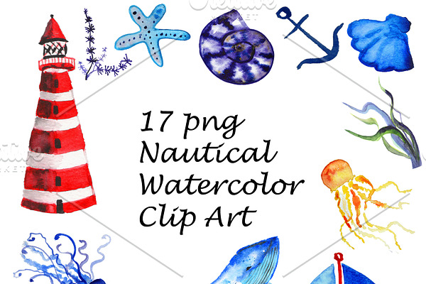 Watercolor Nautical Clip Art
