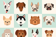 Set of cute dogs icons