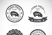 Set of vector pig label