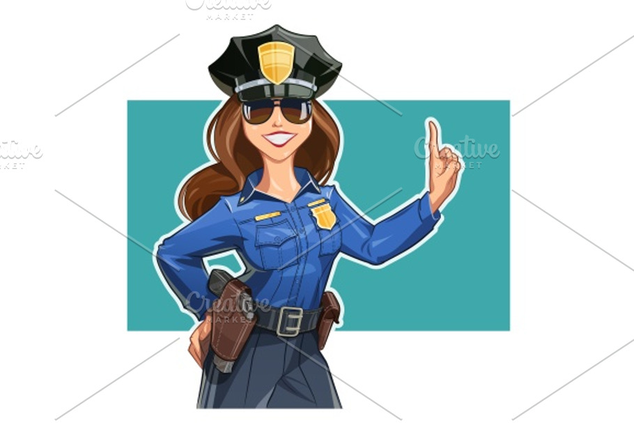 Beautiful girl police-officer in uniform in Illustrations - product preview 8