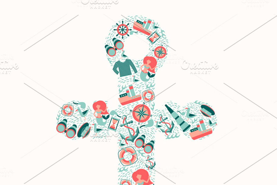 Anchor contour, vector pattern in Illustrations - product preview 8