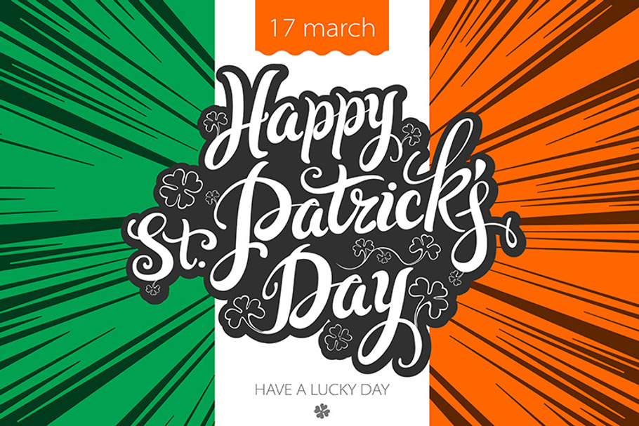 lettering Patricks Day Ireland flag in Graphics - product preview 8