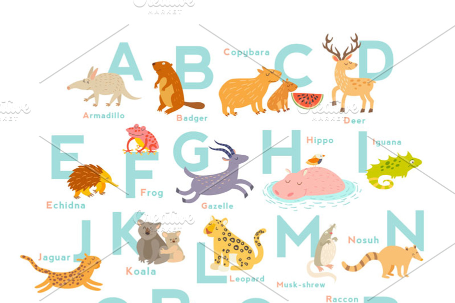 Zoo alphabet cute animal in Illustrations - product preview 8
