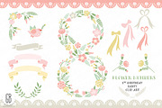 Floral number, eight, 8th, clip art