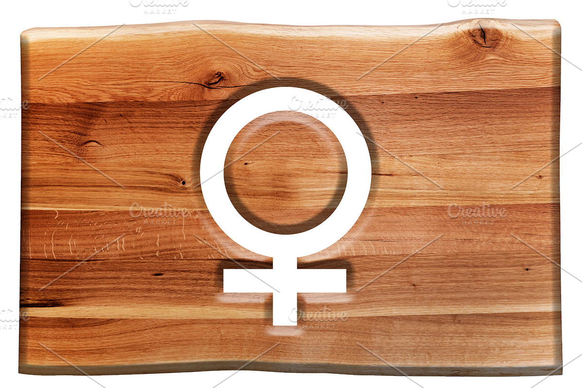Female symbol cut in wooden board. in Patterns - product preview 8