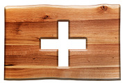 Cross cut in wooden board.