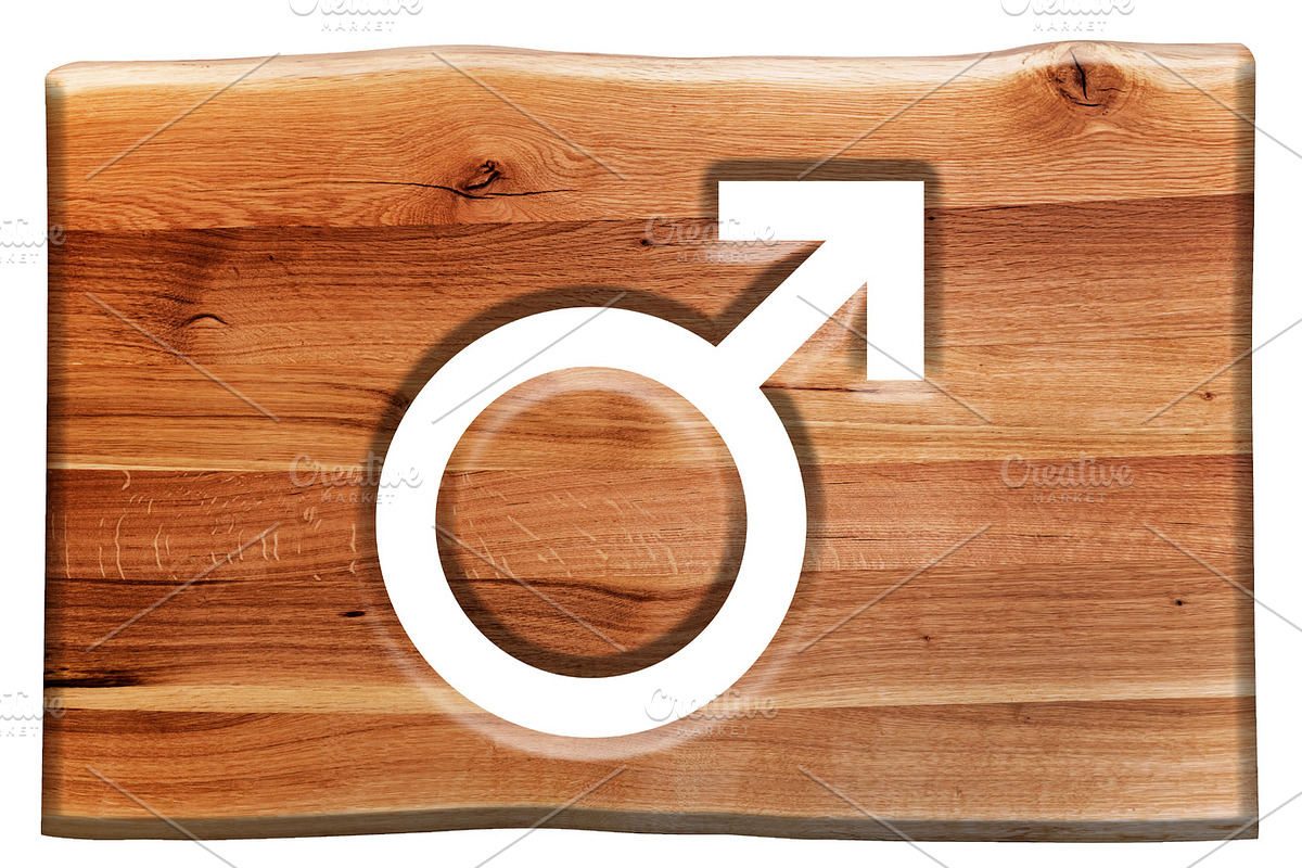 Male symbol cut in wooden board. in Patterns - product preview 8