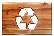 Recycling sign in wooden board.