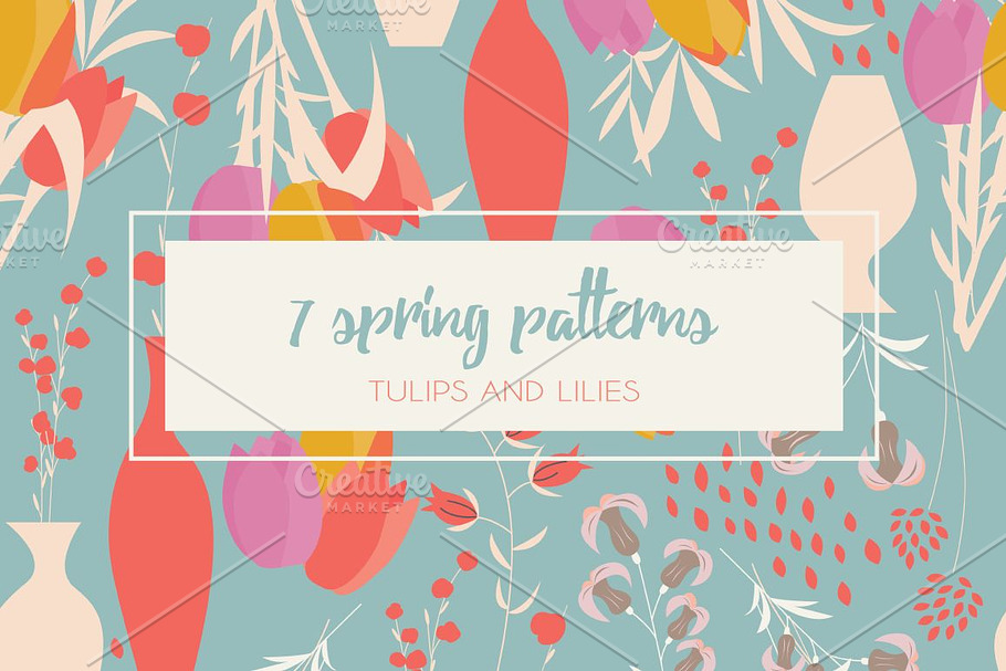 7 Spring Patterns - Tulips & Lilies in Patterns - product preview 8