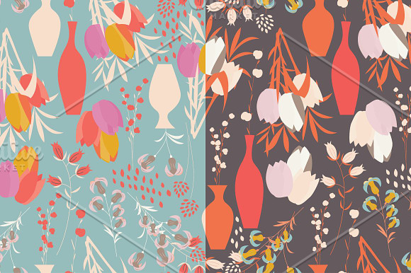 7 Spring Patterns - Tulips & Lilies in Patterns - product preview 2