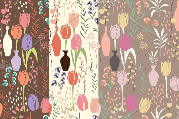 7 Spring Patterns - Tulips & Lilies in Patterns - product preview 4