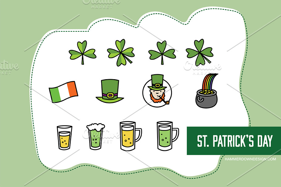 St. Patrick's Day Vector Line Icons