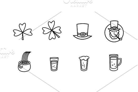 St. Patrick's Day Vector Line Icons in Illustrations - product preview 1