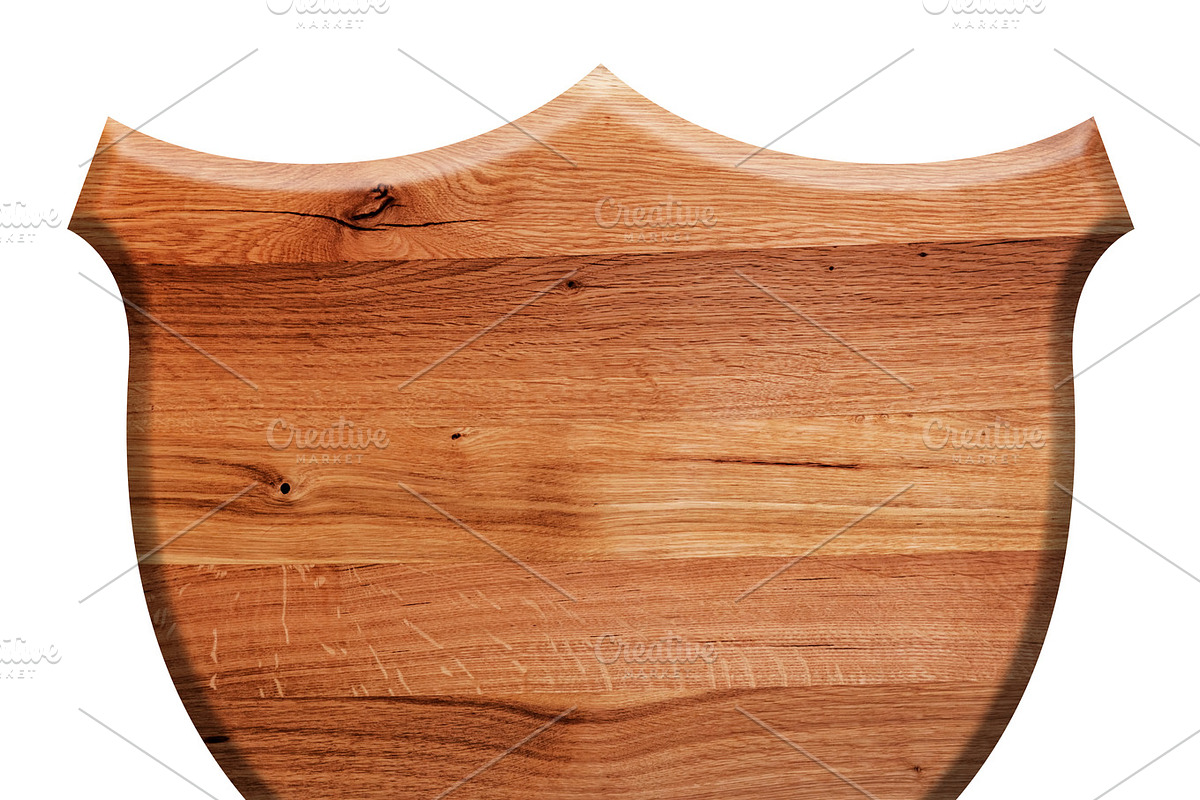 Wooden shield isolated on white. in Patterns - product preview 8