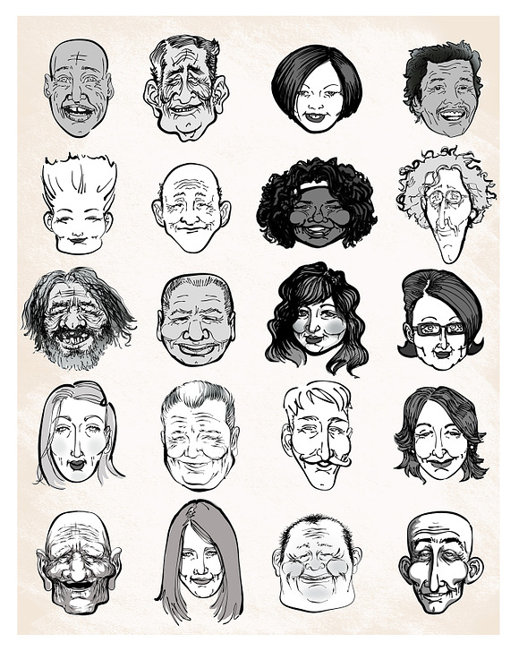 Vector Caricatures - Smiling Faces in Illustrations - product preview 5