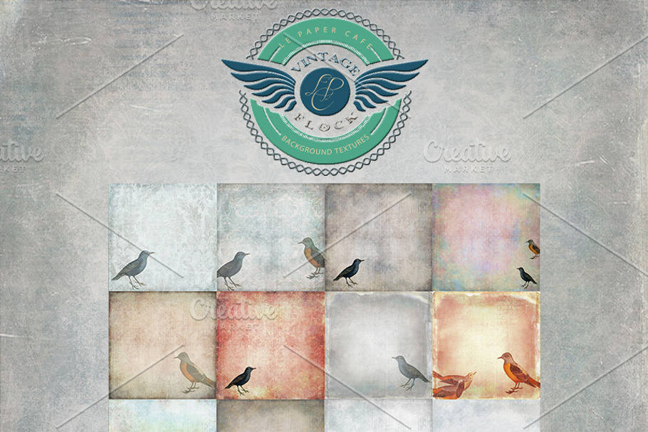 Vintage Flock - Bird Backgrounds in Textures - product preview 8