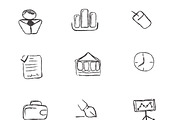 icons, business, sketch