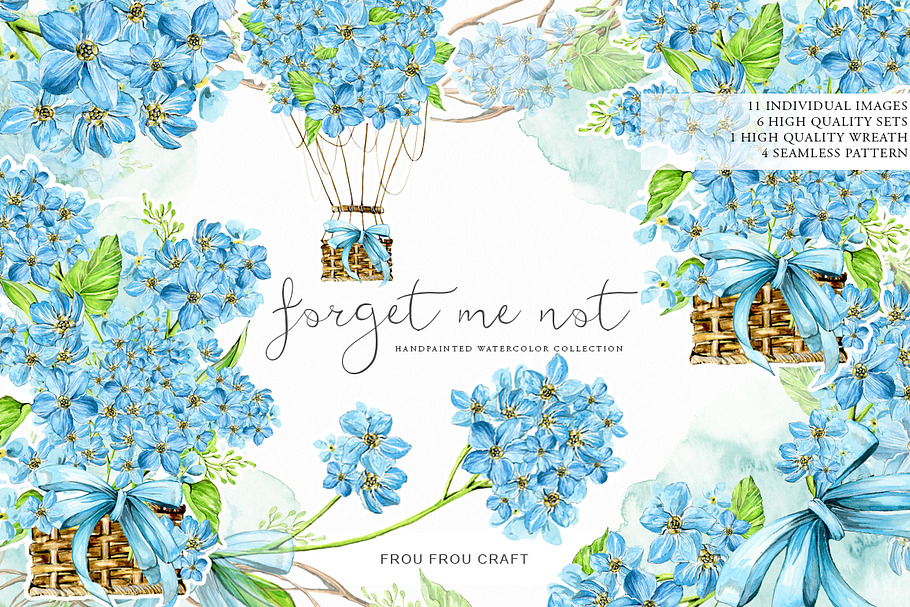 Forget Me Not Clip Art in Illustrations - product preview 8