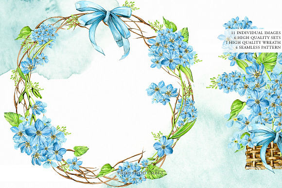 Forget Me Not Clip Art in Illustrations - product preview 4