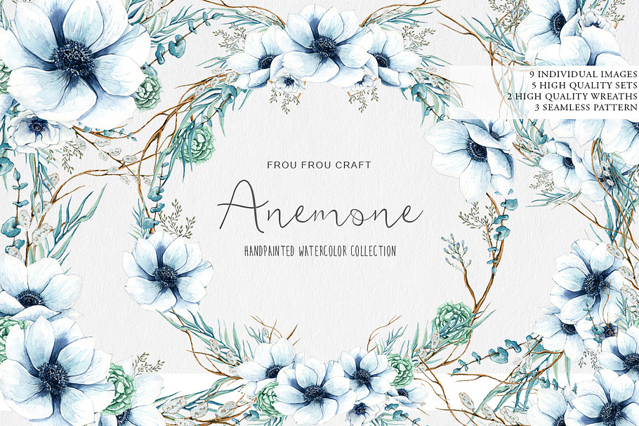 Anemone Floral Clip Art in Illustrations - product preview 8