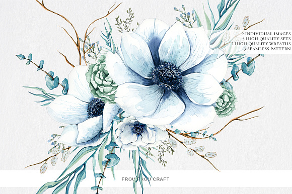 Anemone Floral Clip Art in Illustrations - product preview 4