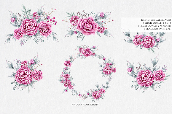 Sweet Peonies Clip Art in Illustrations - product preview 1