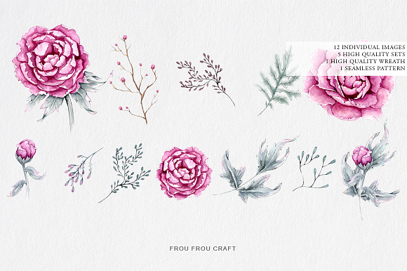 Sweet Peonies Clip Art in Illustrations - product preview 3