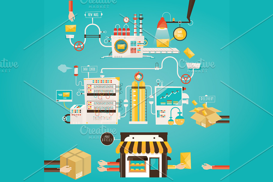 Vector illustration of mail factory in Illustrations - product preview 8