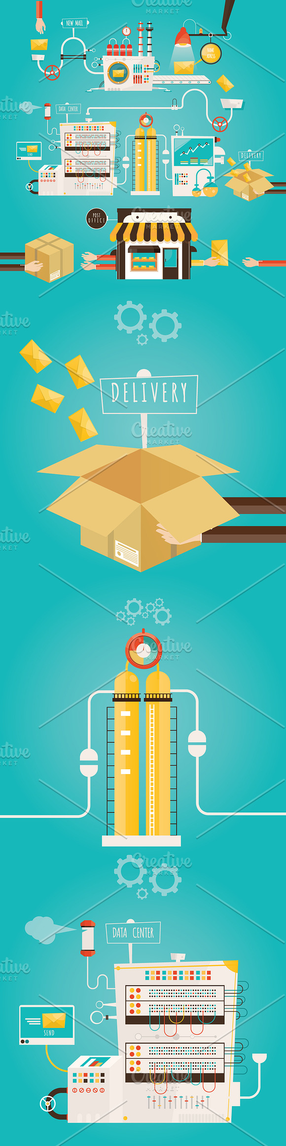 Vector illustration of mail factory in Illustrations - product preview 1