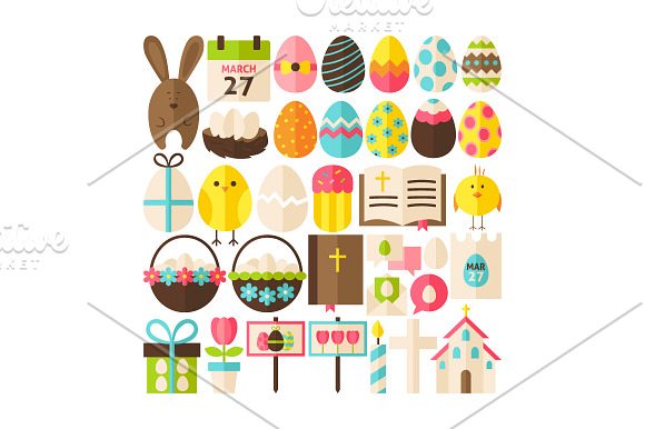 Happy Easter Vector Isolated Objects in Illustrations - product preview 1