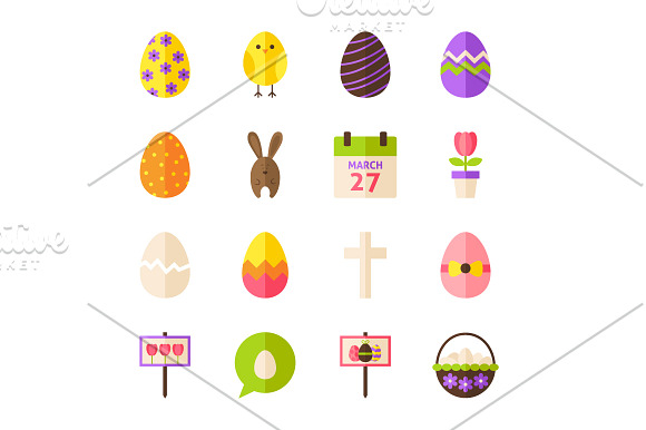 Happy Easter Vector Isolated Objects in Illustrations - product preview 2
